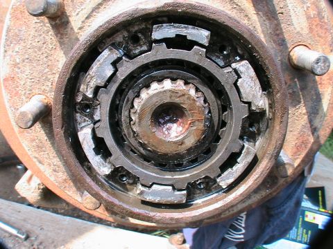 1977 Ford F-250 - This image shows a close-up view of a vehicle's hub assembly, revealing its internal geared components.