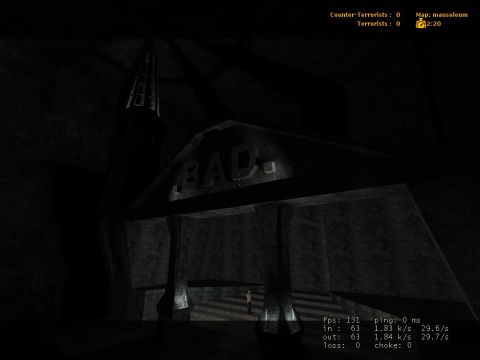 1969 Ford Mustang - This is a screenshot from a video game, showing a dark, ominous interior with text above an entrance.