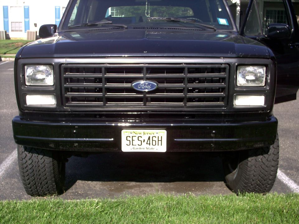 Black 1982 Ford Bronco front view with New Jersey license plate SES-46H