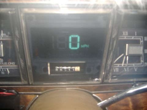 1983 Lincoln Town Car - Interior view of a 1983 Lincoln Town Car's digital dashboard with the speedometer at 0 mph.