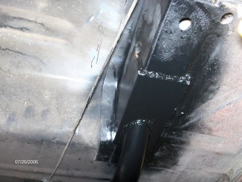 1966 Ford Fairlane - Just a close up of the awesome welding done by Bob. Look at that bracket, made of angle iron. It allows more contact area for a stronger ho…