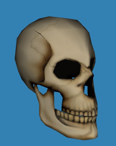 1969 Ford Mustang - A 3D render of a human skull is shown against a solid blue background with a website logo at the bottom.