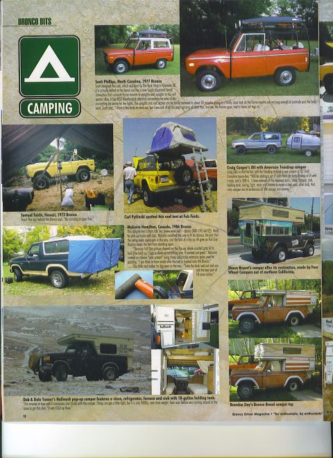 1995 Ford Bronco - A Ford Bronco is shown with a large blue camper shell extended from its rear.