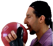 1992 Ford Probe - Man licking a red bowling ball.