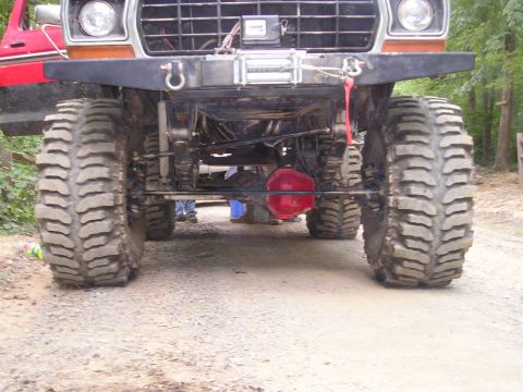 1996 Ford Bronco - This heavily modified 1978 Ford Bronco features oversized tires and a winch on its custom front bumper.