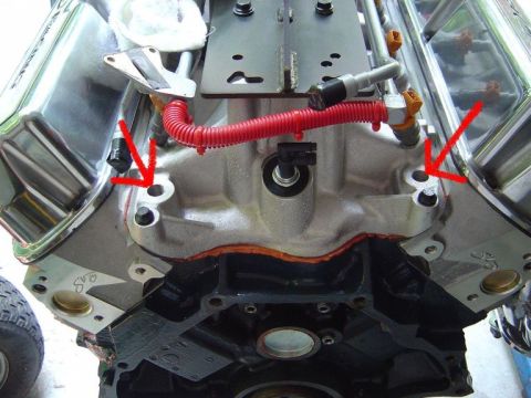 1986 Ford Bronco - Engine block and intake manifold detail, showing bolt locations.