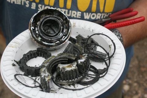 1990 Ford Bronco - Here was my carnage for the weekend, one severly busted Warn premium hub. I broke it on the hill climb on Daniel. Fortunately Johnski had a…