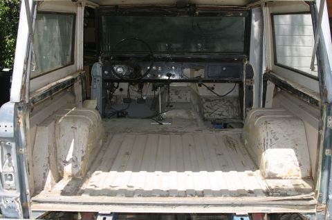 1971 Ford Bronco - The interior of this classic SUV is empty and ready for restoration work.
