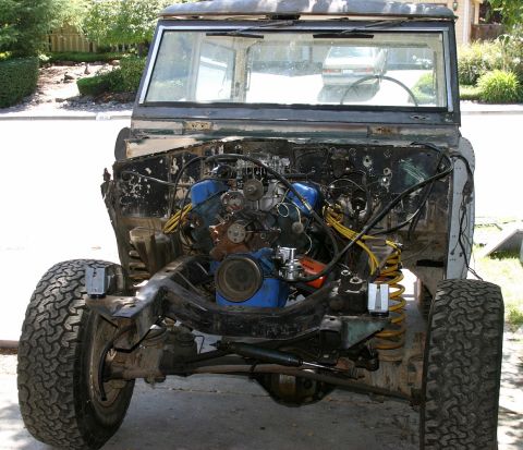 1971 Ford Bronco - This classic Ford Bronco is undergoing some work, with its engine completely removed from the bay.