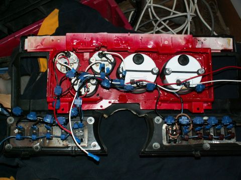 1983 Ford Bronco - my homemade gauge and switch wiring harness...earth circuit via each switch and gauge...white circuit is lighting for gauges, red circuit i…
