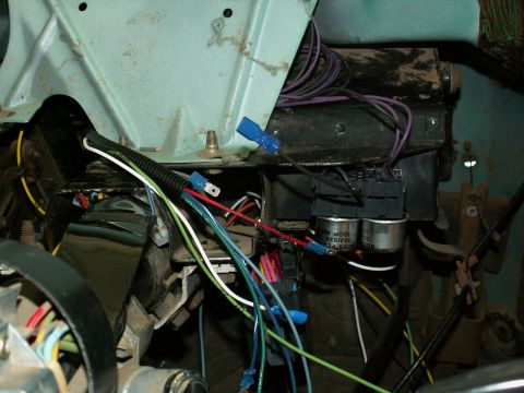 1983 Ford Bronco - turn and hazard flashers bracket mounted in new spot on vertical sheet metal to side of column....still be able to get at from underneath.