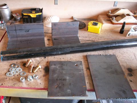 1983 Ford Bronco - components for custom quad shock mounts....6 and 9mm plate from scrap steel merchant, .120 wall tube from same, 1/2inch x 1 1/2inch bolts w…
