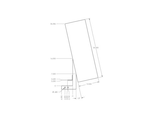 1967 Ford Bronco - Technical drawing displays a metal component with detailed measurements and angles, likely for manufacturing or repair purposes.