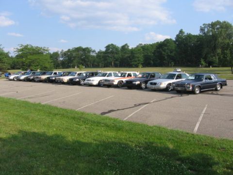 1988 Mercury Grand Marquis - A row of sedans and coupes are parked in a lot on a sunny day, with the 1988 Mercury Grand Marquis coupe prominently featured.