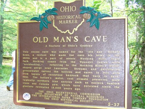 1991 Ford Probe - An Ohio Historical Marker sign provides information about Old Man's Cave, a geological feature.