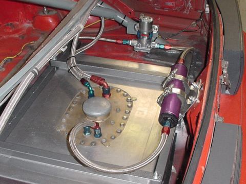 1993 Ford Mustang - Custom fuel system components including a fuel pump and filter are visible.