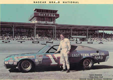 1972 Ford Ranchero - Dave Pearson poses with his race car at Daytona International Speedway.