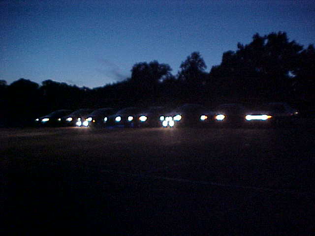 night shot #1 of all the cars, mufflerman showed up later with his gen2 sable...