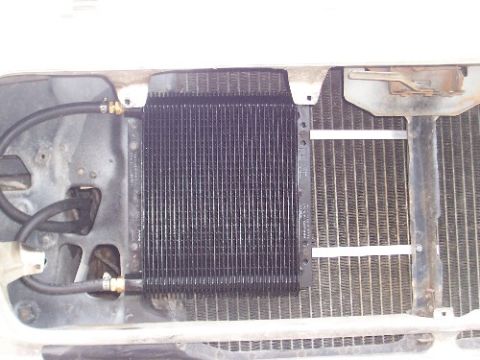 1979 Ford Bronco - Transmission cooler installed in front of the radiator.