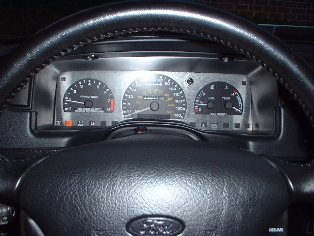 Speedhut brushed aluminum guage overlay.