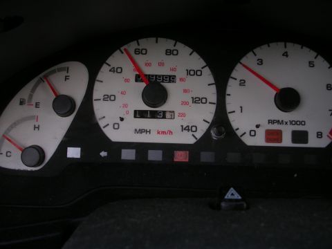 1996 Ford Probe - The speedometer indicates 40 mph, while the odometer displays 199,999 miles.