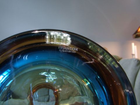 1996 Ford Probe - Glass bowl with blue and brown hues, etched with 'EVOLUTION By WATERFORD'.