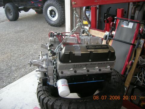 1996 Ford Bronco - A Ford Racing engine is shown, with handwritten "5.0L 302" on the block and a date stamp of 08.07.2006.
