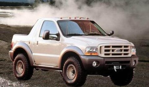 1989 Ford Bronco - This white pickup truck features a distinctive cap and fender flares, with a prominent beige grille.