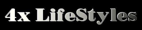 Chrome-style text logo reading 4x LifeStyles on black background