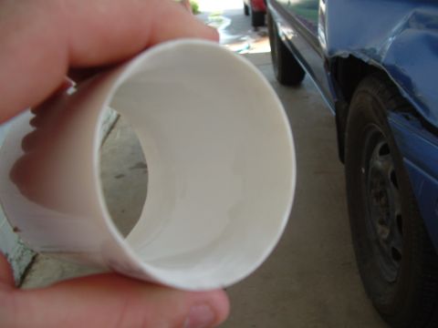 1995 Ford Aspire - This is what the edges look like after I ground them down with my dremel tool. This helps smooth the transitions between the pipe and the t…
