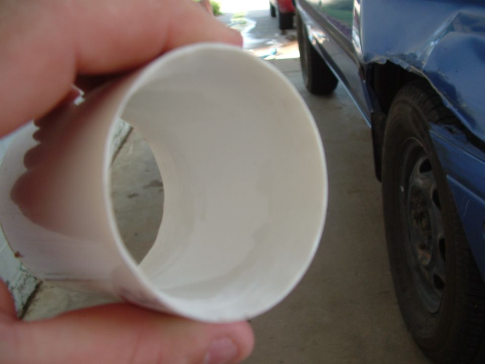 This is what the edges look like after I ground them down with my dremel tool.  This helps smooth the transitions between the pipe and the two elbows.