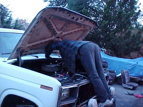 1983 Ford Bronco - No winch yet makes it handy to get in there :)