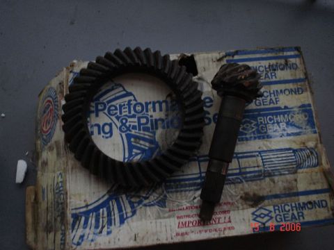 1990 Ford Bronco - A set of ring and pinion gears rests on a box from Richmond Gear, dated 2006.