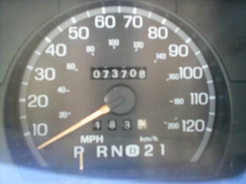 1995 Ford Crown Victoria - The vehicle's odometer reads 73,708 miles, and the speedometer is visible.