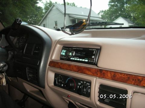 1996 Ford Bronco - Interior view of a 1996 Ford Bronco, showing the dashboard, stereo, and climate controls.