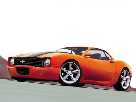 1990 Ford Bronco - A custom orange sports car with a distinctive grille and racing stripes is shown from a three-quarter front view.