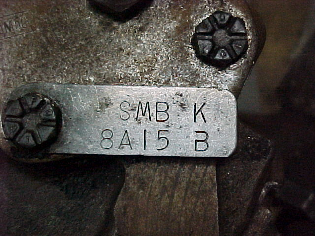 Original steering box tag on the original box before restoration.