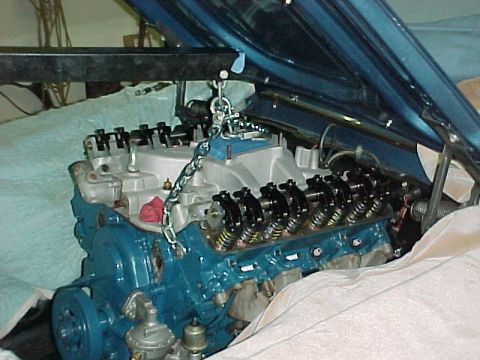 1968 Mercury Cougar - Installing the engine with lots of protection