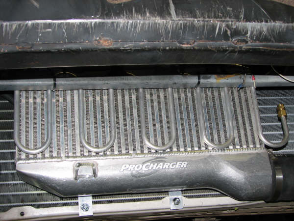 ProCharger intercooler mounted in front of radiator