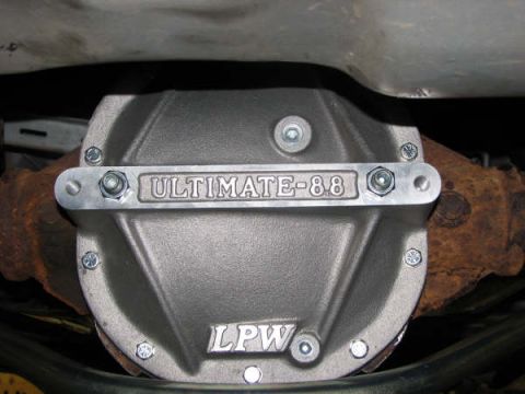 2001 Mercury Grand Marquis - Aftermarket rear differential cover with 'ULTIMATE-8.8' and 'LPW' branding visible.