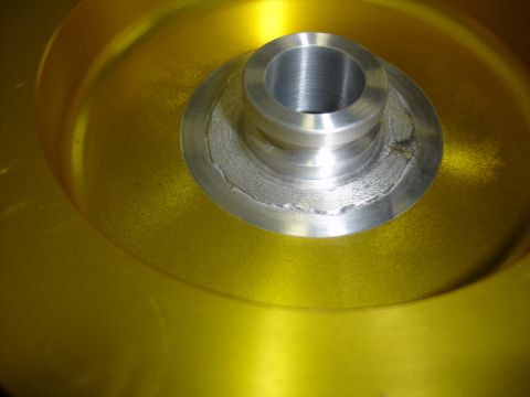 1996 Ford Bronco - Since I did the saginaw swap I had to have the pulley machined for the bigger shaft on the new pump. I had the machine shop bore out the wh…
