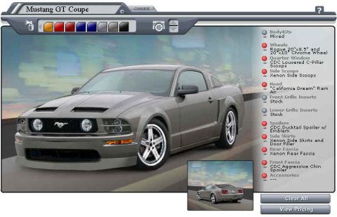 2001 Mercury Grand Marquis - This is a 2005 Ford Mustang GT Coupe with customization options shown on the right.