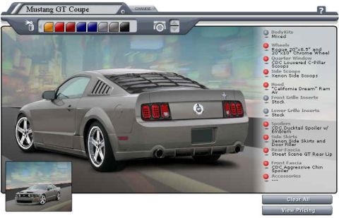 2001 Mercury Grand Marquis - This is a digital rendering of a Ford Mustang GT Coupe, showing various customization options.
