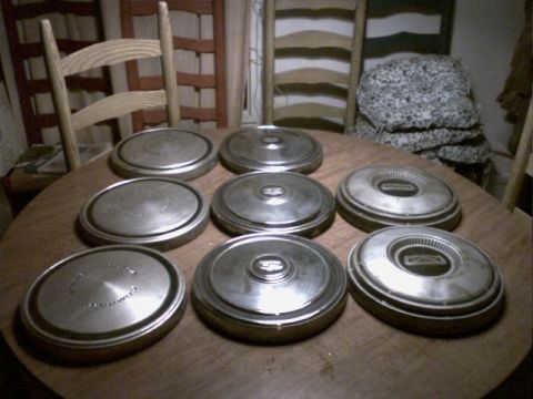 1973 Ford Ranchero - Dog dish hub caps. Three styles. two sets of three and one set of two
