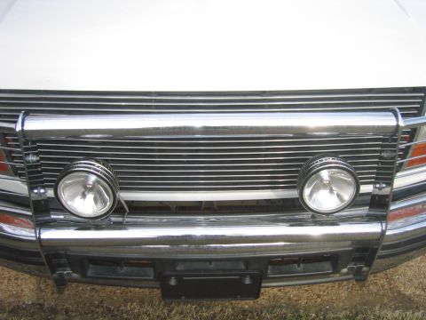 1996 Ford Bronco - Front view of a 1992 Ford Bronco, equipped with a chrome bull bar and auxiliary lights.