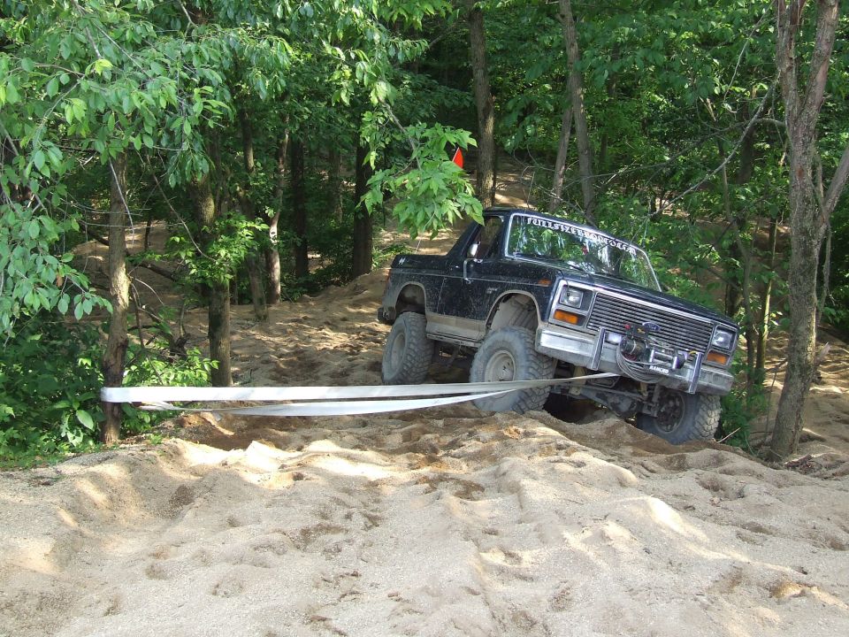 Black off-road SUV with winch on sandy incline