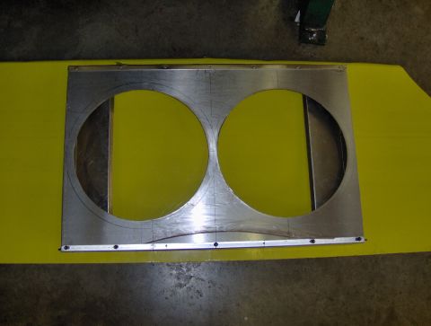1978 Ford Bronco - This is a custom-made aluminum radiator shroud with two large circular openings.