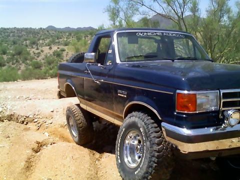 1991 Ford Bronco - This 1991 Ford Bronco is equipped for off-road adventures with its lifted suspension and large tires.