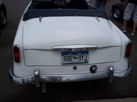 1972 Ford Ranchero - Rear view of a white convertible with a black top and a Colorado license plate.