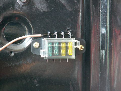 1983 Ford Bronco - setup accessory power feed to relays via a 4-way fuse holder fed straight from battery(+)...carefully drilled out out thru connector tabs a…